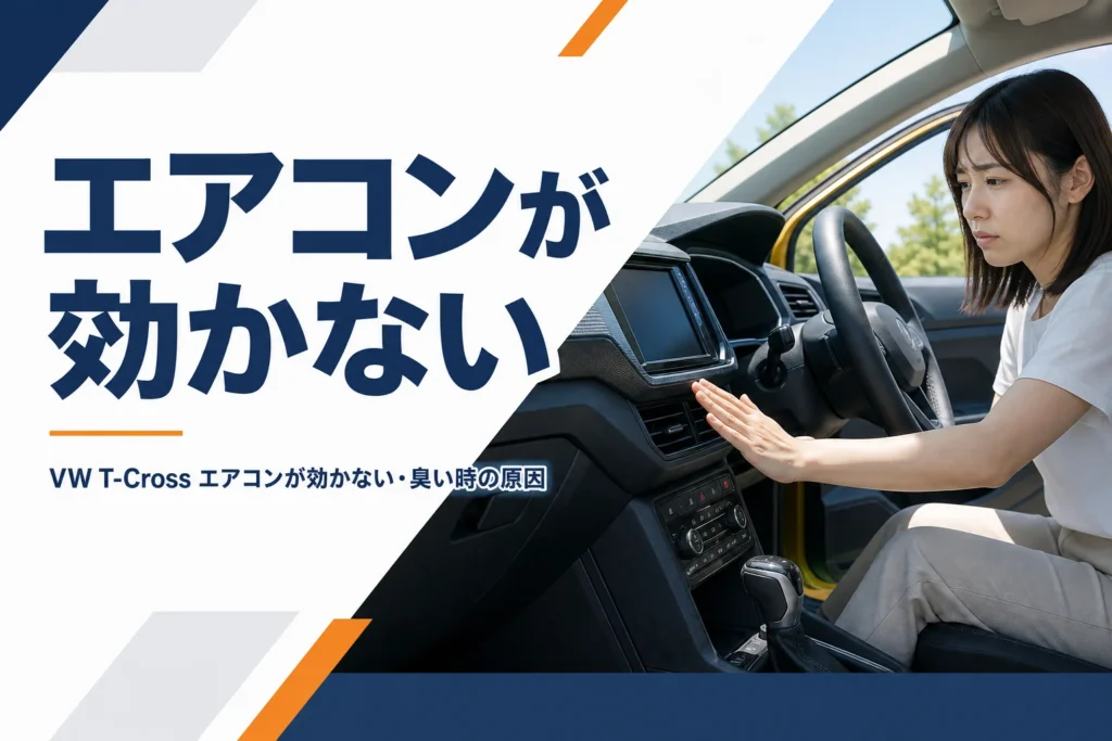 VW T-Crossのエアコンの効きを確かめているイメージ