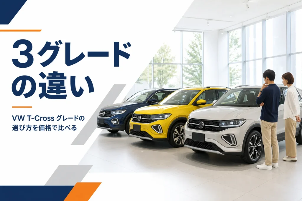 VW T-Crossの3グレードを比べるイメージ