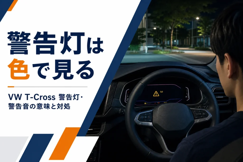 VW T-Crossのメーターに警告灯が点灯している様子