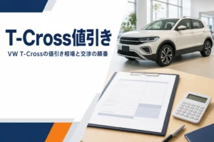 VW T-Crossの値引き交渉をイメージした商談テーブル