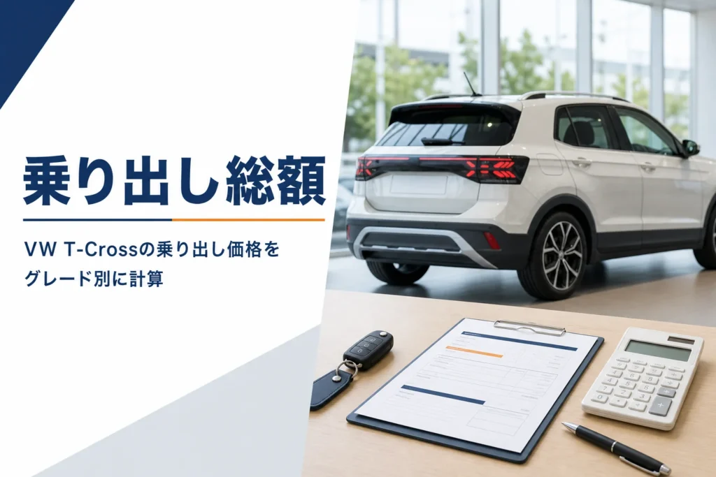 VW T-Crossの乗り出し価格を計算するイメージ