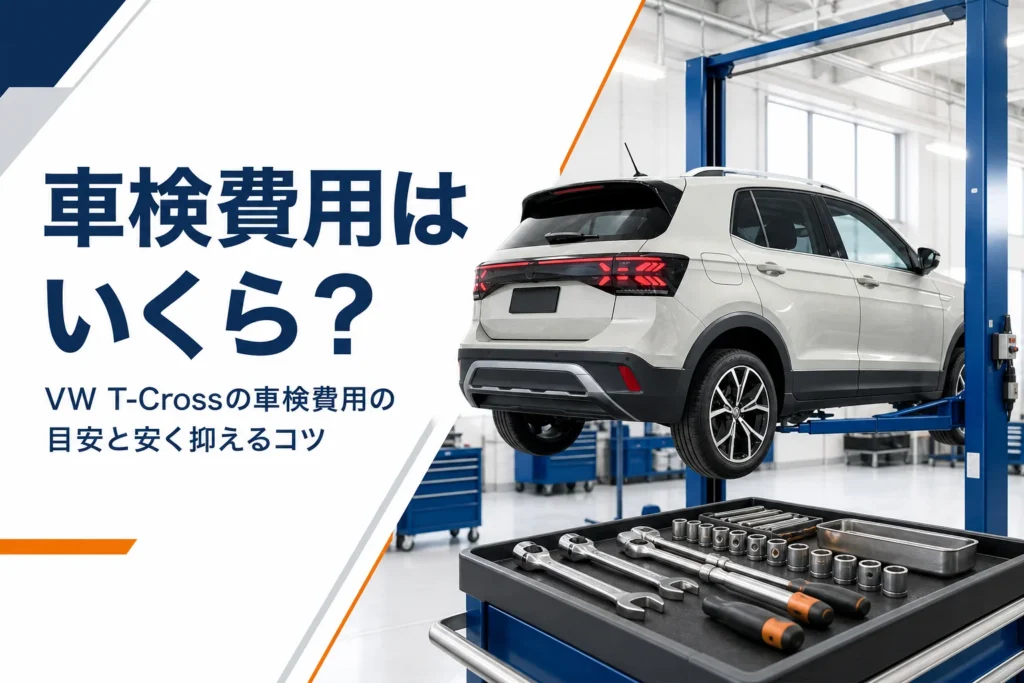 VW T-Crossの車検を受ける整備工場のイメージ