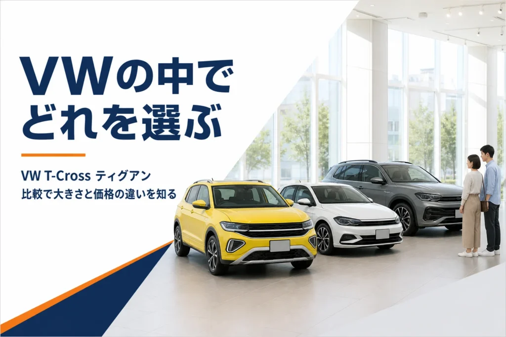 大きさの違う3台の車を並べて比べるイメージ