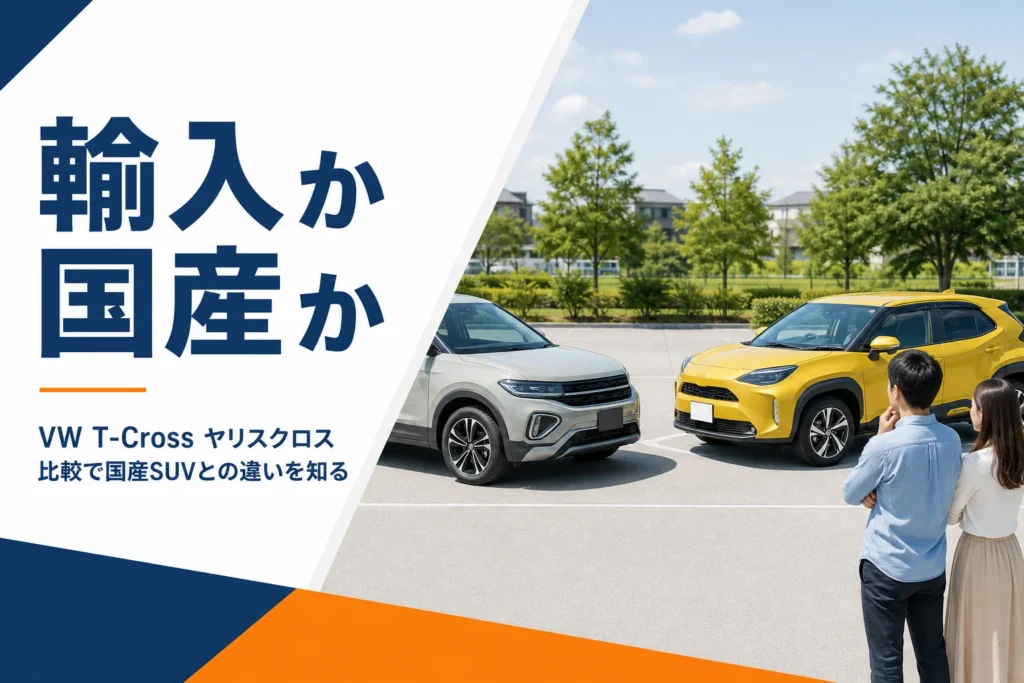 輸入コンパクトSUVと国産コンパクトSUVを比べるイメージ