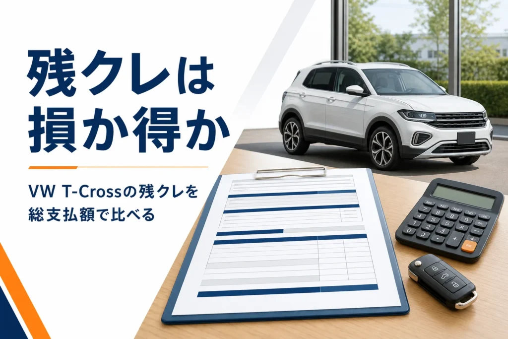VW T-Crossの残クレと通常ローンを比べるイメージ